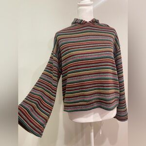 Striped Multicolor Knit cropped Hoodie